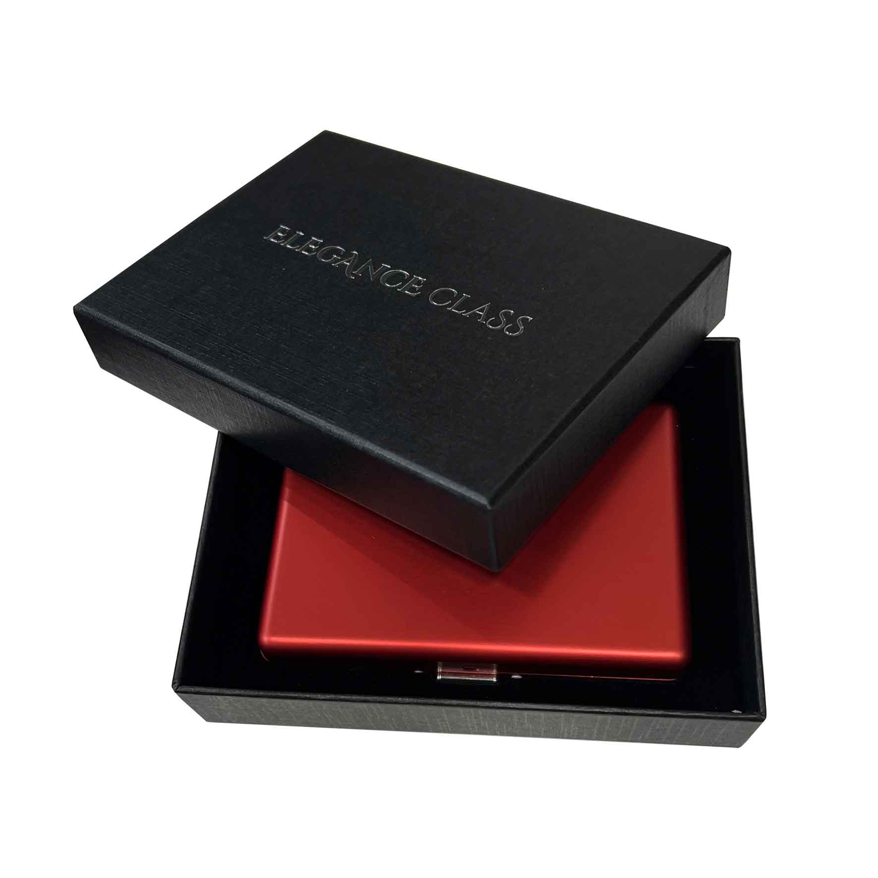 Cigarrera Metalica Rojo + Grabado Personalizado