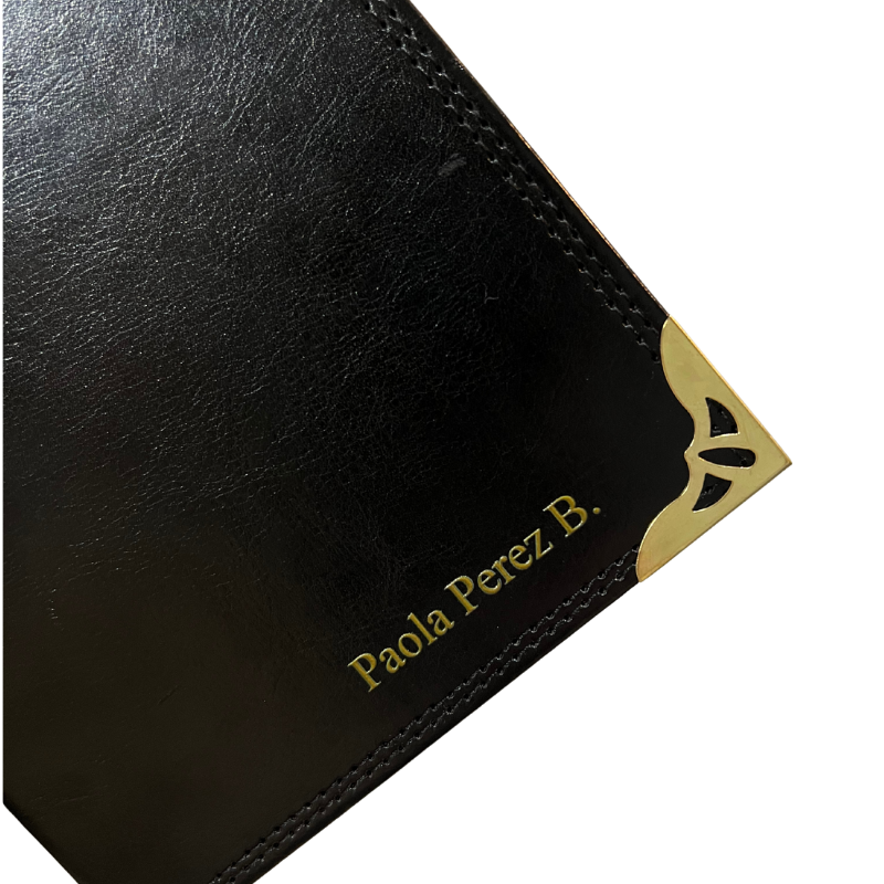 Set Agenda Eco Cuero Puntas Metalicas + Boligrafo Modelo Retro GT + Grabado Personalizado