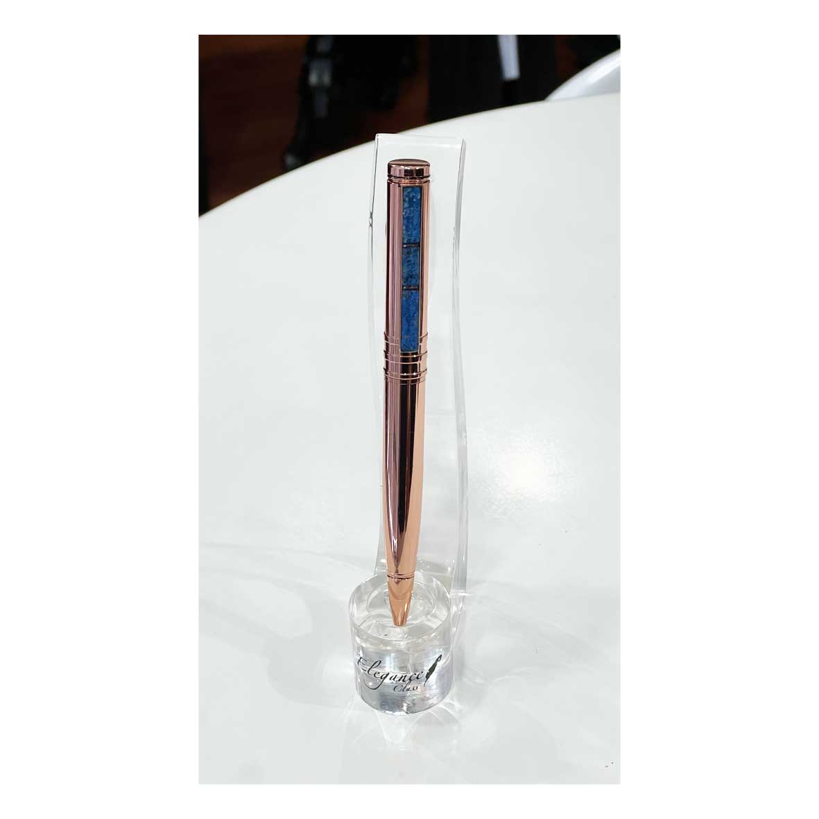Boligrafo Modelo Cobre Lapislazuli + Caja de Madera + Grabado Personalizado