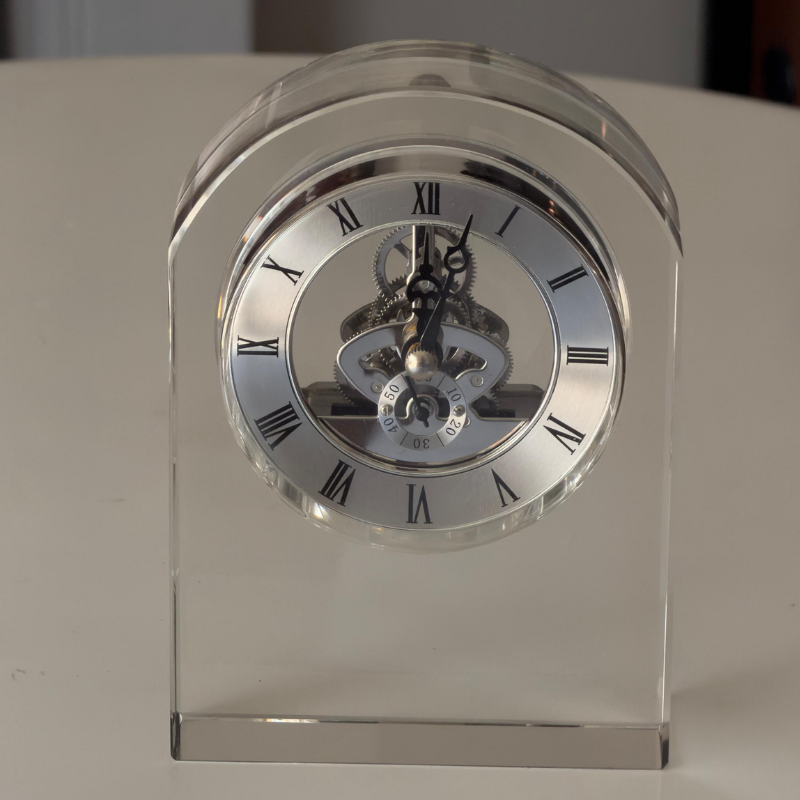 Reloj de Escritorio Cristal Modelo Vintage + Grabado Personalizado