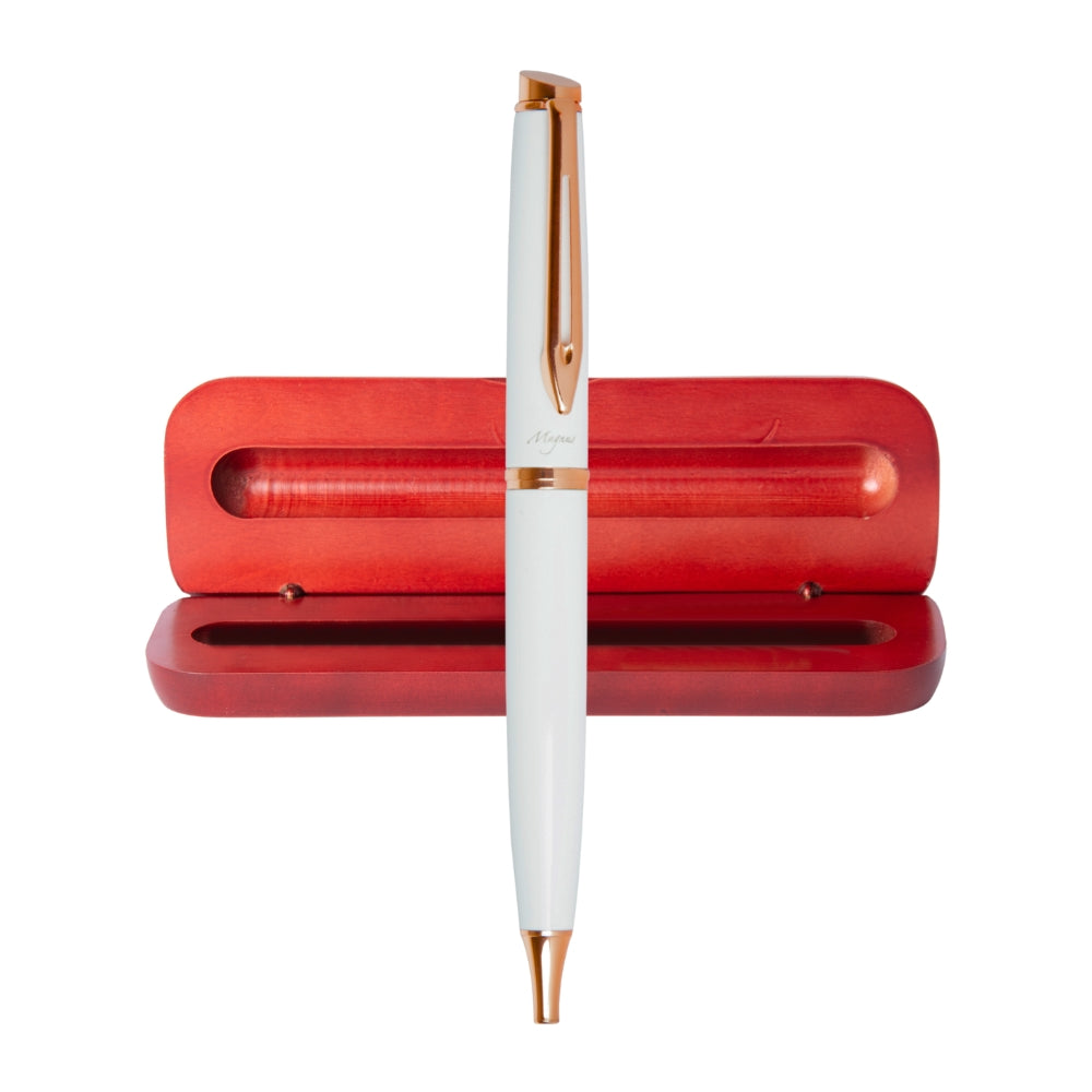 Boligrafo Magnus Modelo Luminous White Copper + Caja Madera + Grabado Personalizado