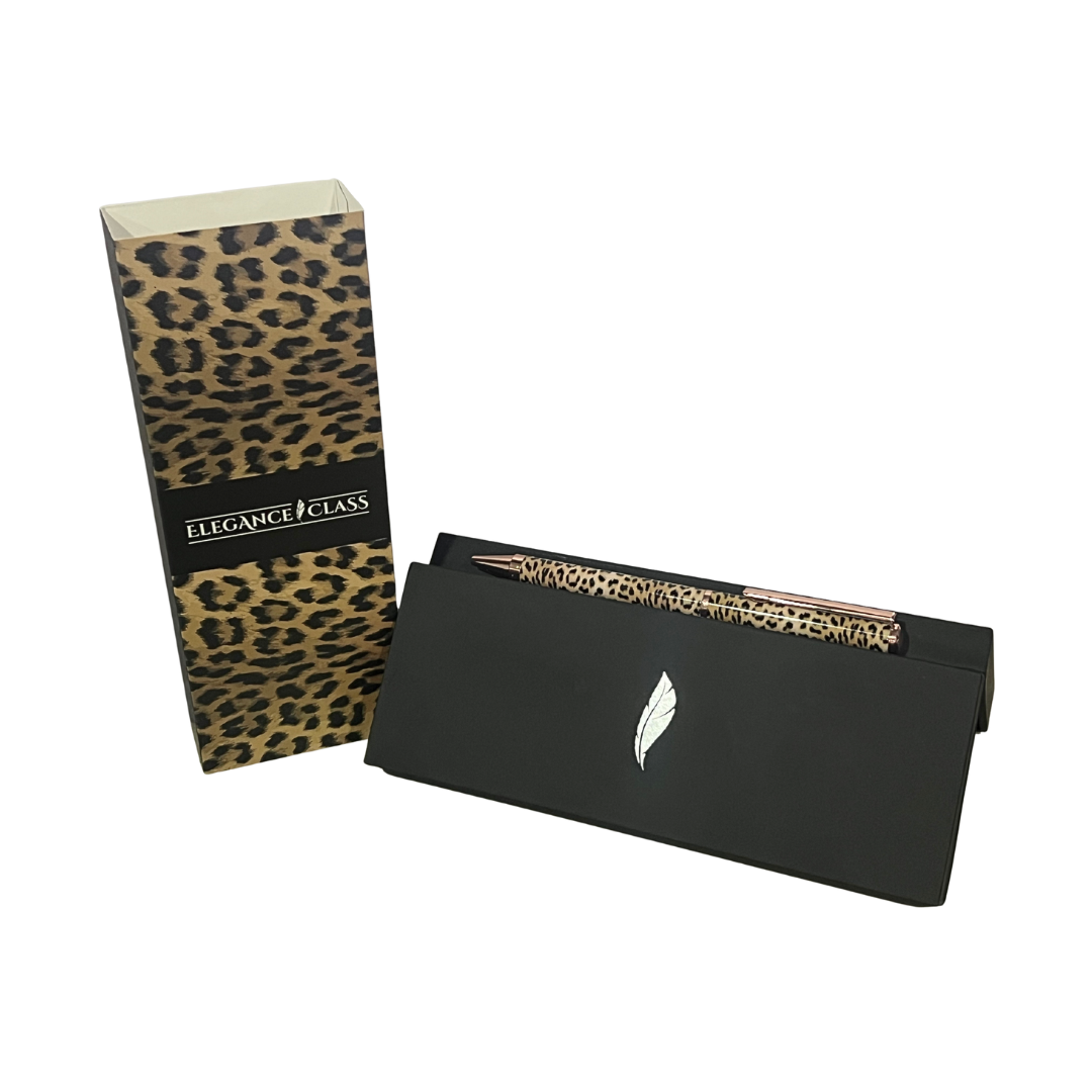 Bolígrafo Modelo Animal Print Leopard + Funda Eco Cuero + Grabado Personalizado
