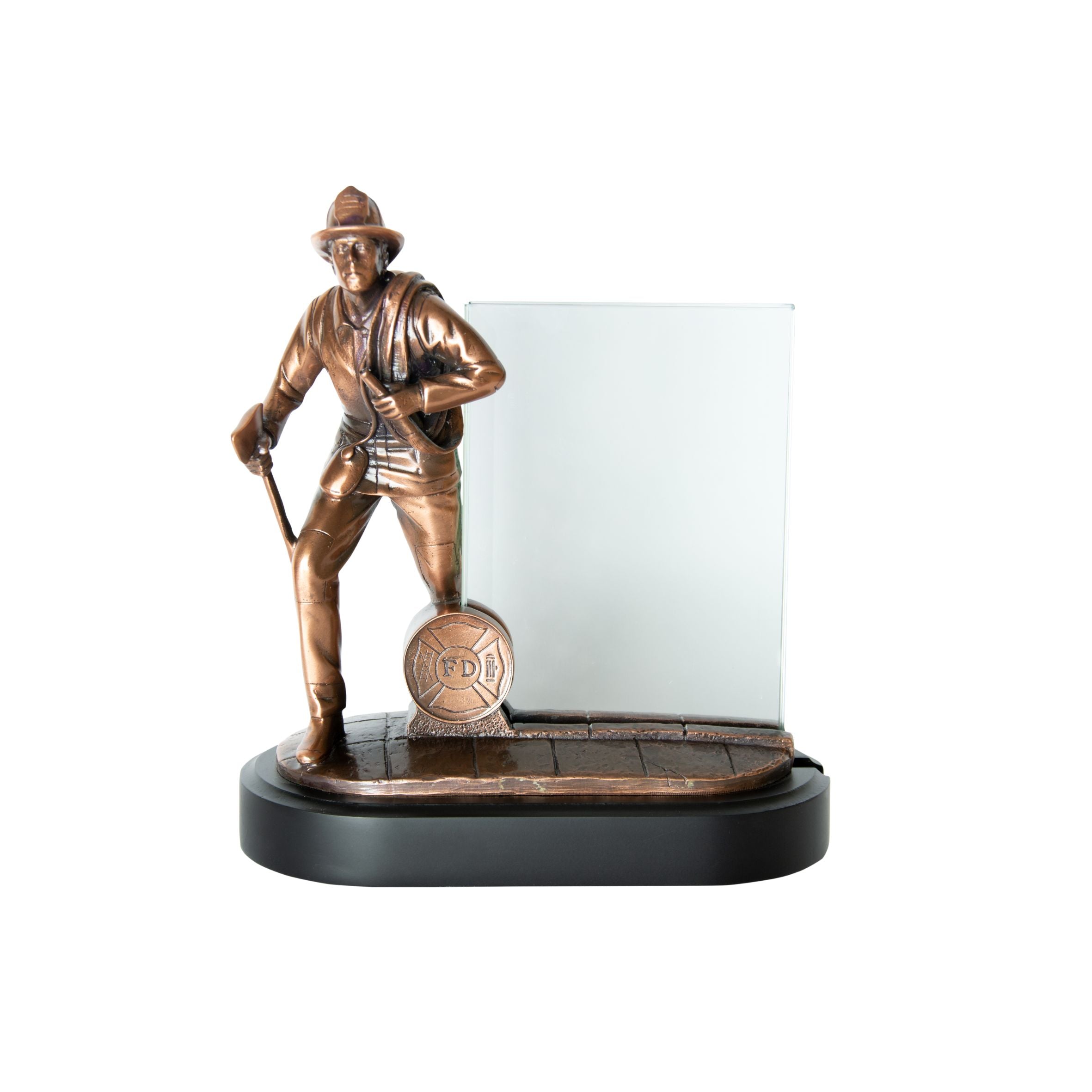 Figura Bombero Premiación Vidrio + Grabado Personalizado