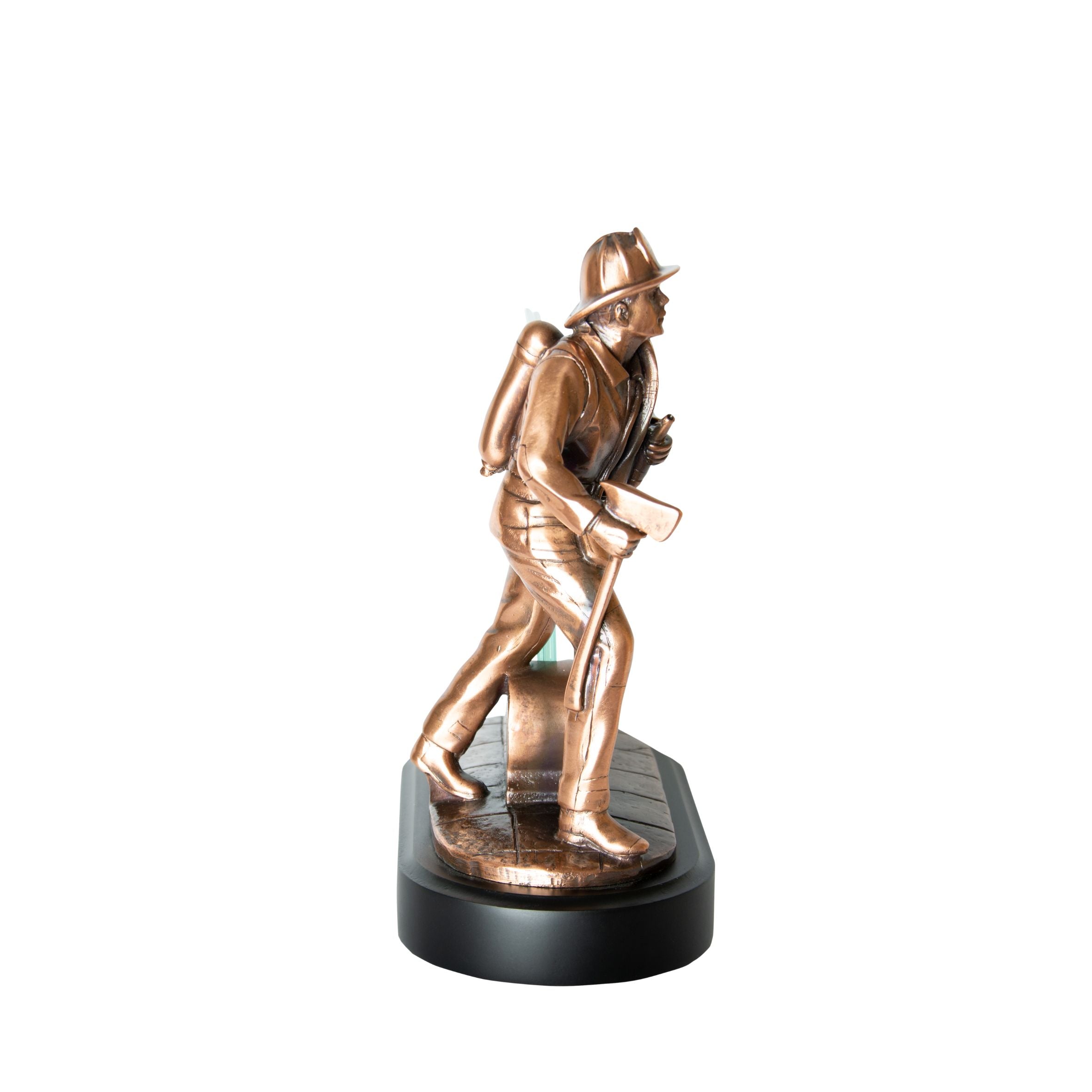 Figura Bombero Premiación Vidrio + Grabado Personalizado