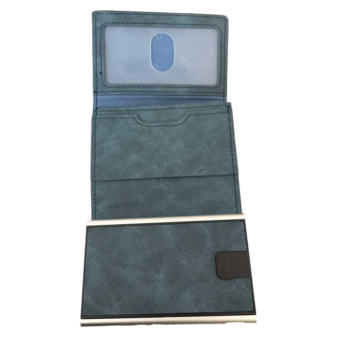 Billetera Anticlonaje Modelo Oxford Blue | Cuero Vegano + Grabado Personalizado