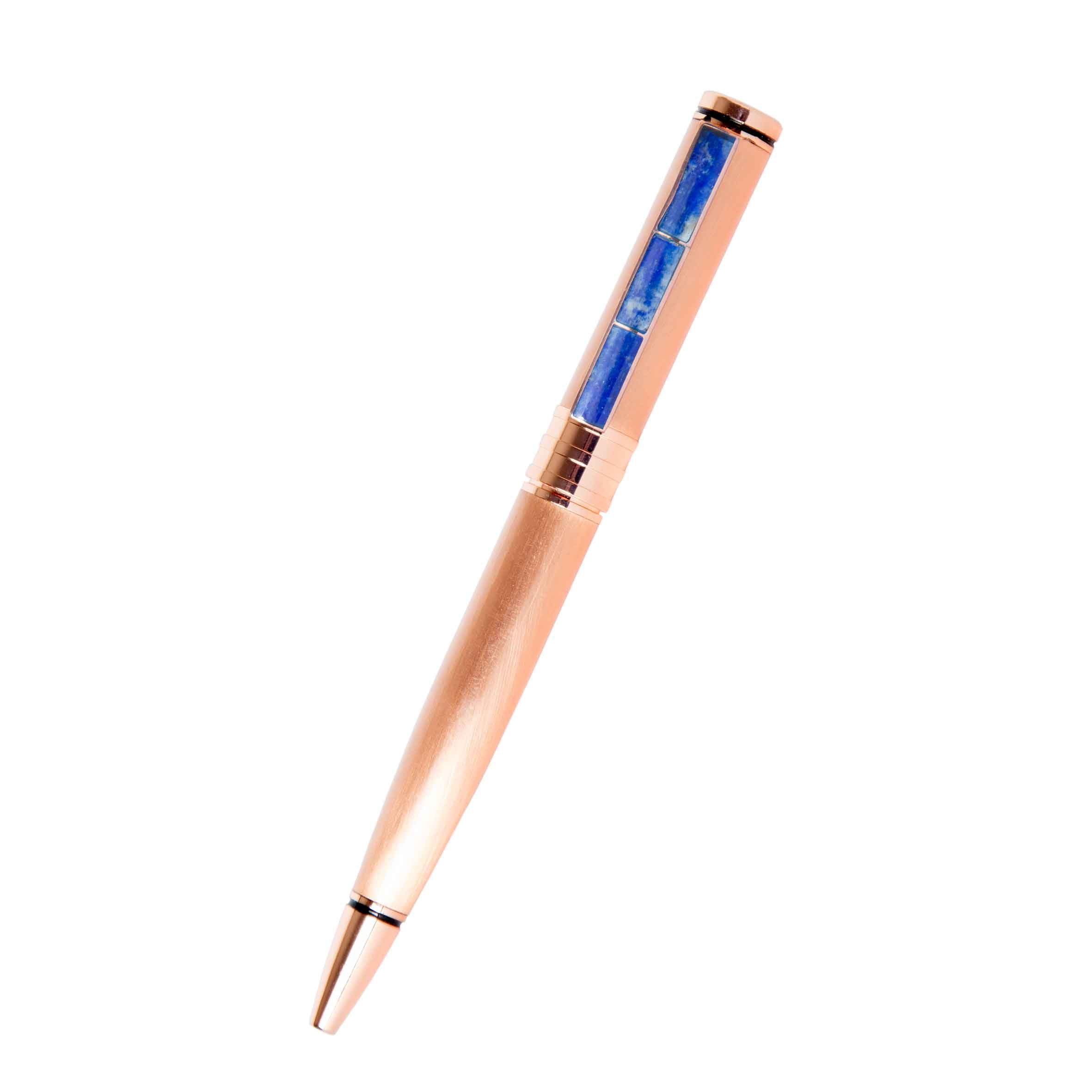 Bolígrafo Modelo Cobre Lapislazuli + Caja de Madera + Grabado Personalizado