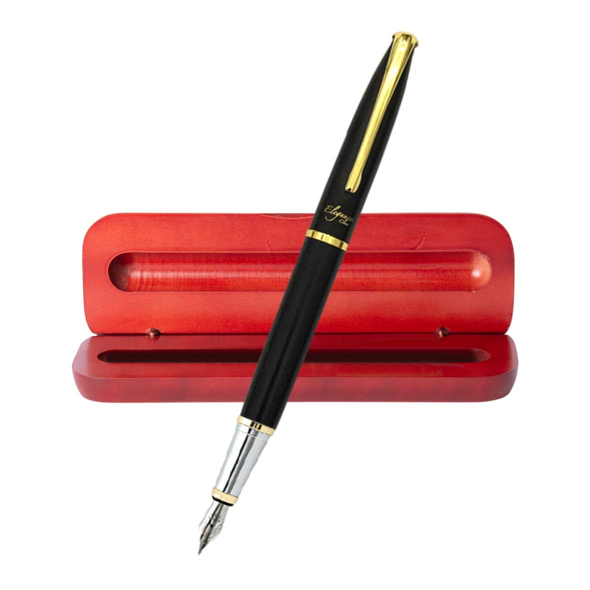Pluma Estilográfica Modelo Altima Black + Caja Madera + Grabado Personalizado