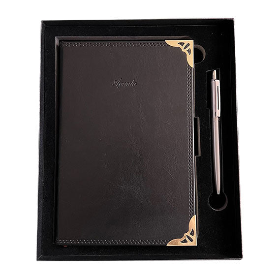 Set Agenda Eterna Punta Metálica + Bolígrafo Modelo Retro Steel + Grabado Personalizado