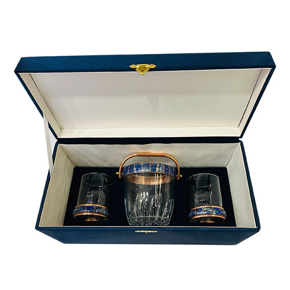 Set Hielera + 2 Vasos Whisky Lapislazuli Cobre