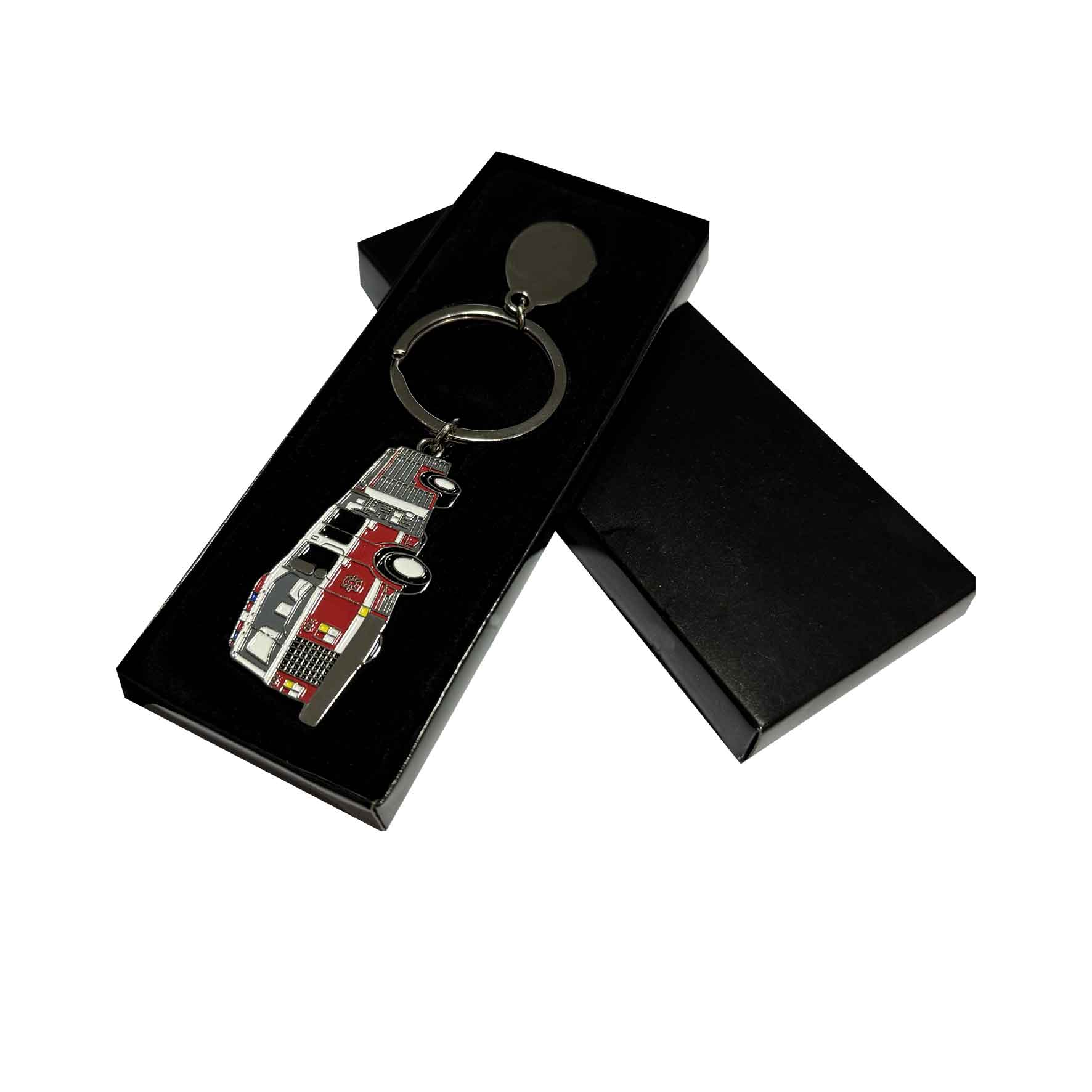 Llavero Metálico Carro Bombero + Grabado Personalizado