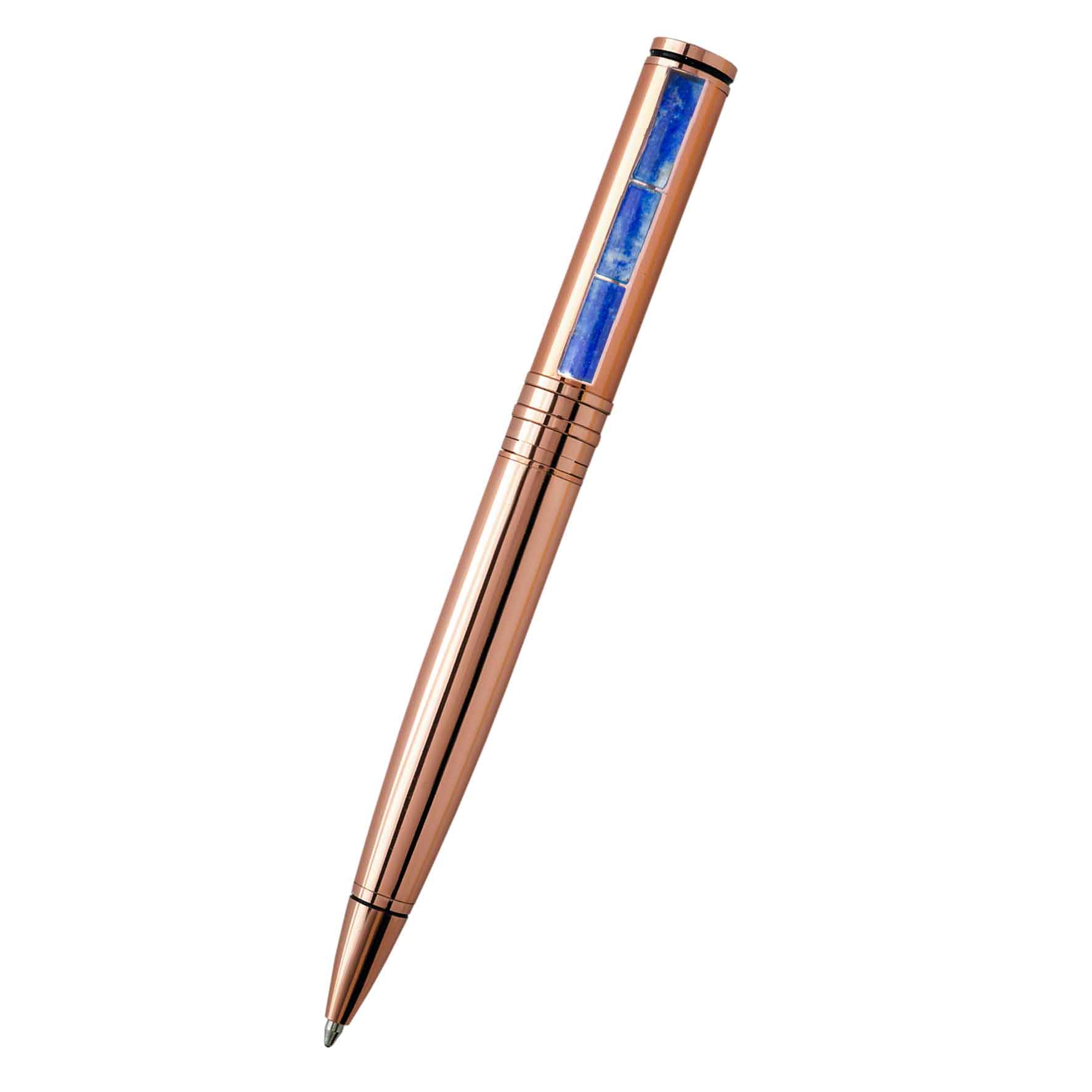 Boligrafo Modelo Cobre Lapislazuli + Caja de Madera + Grabado Personalizado