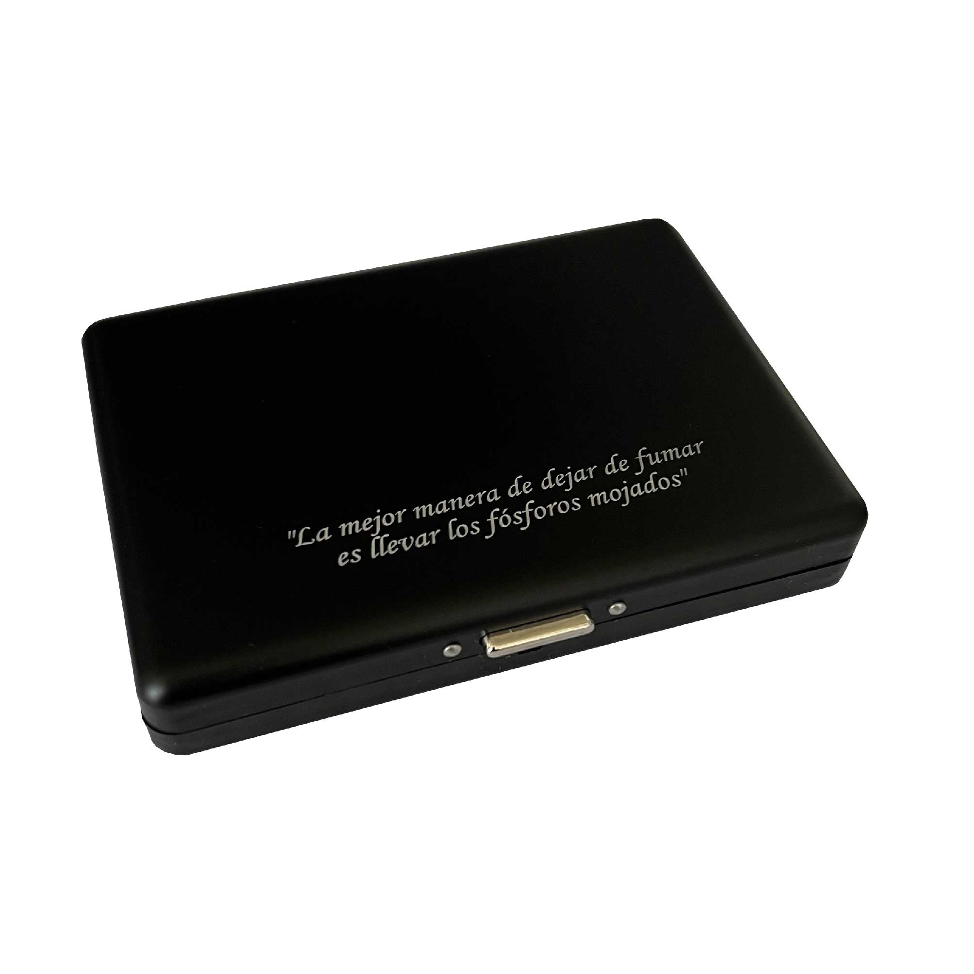 Cigarrera Metalica Negro + Grabado Personalizado