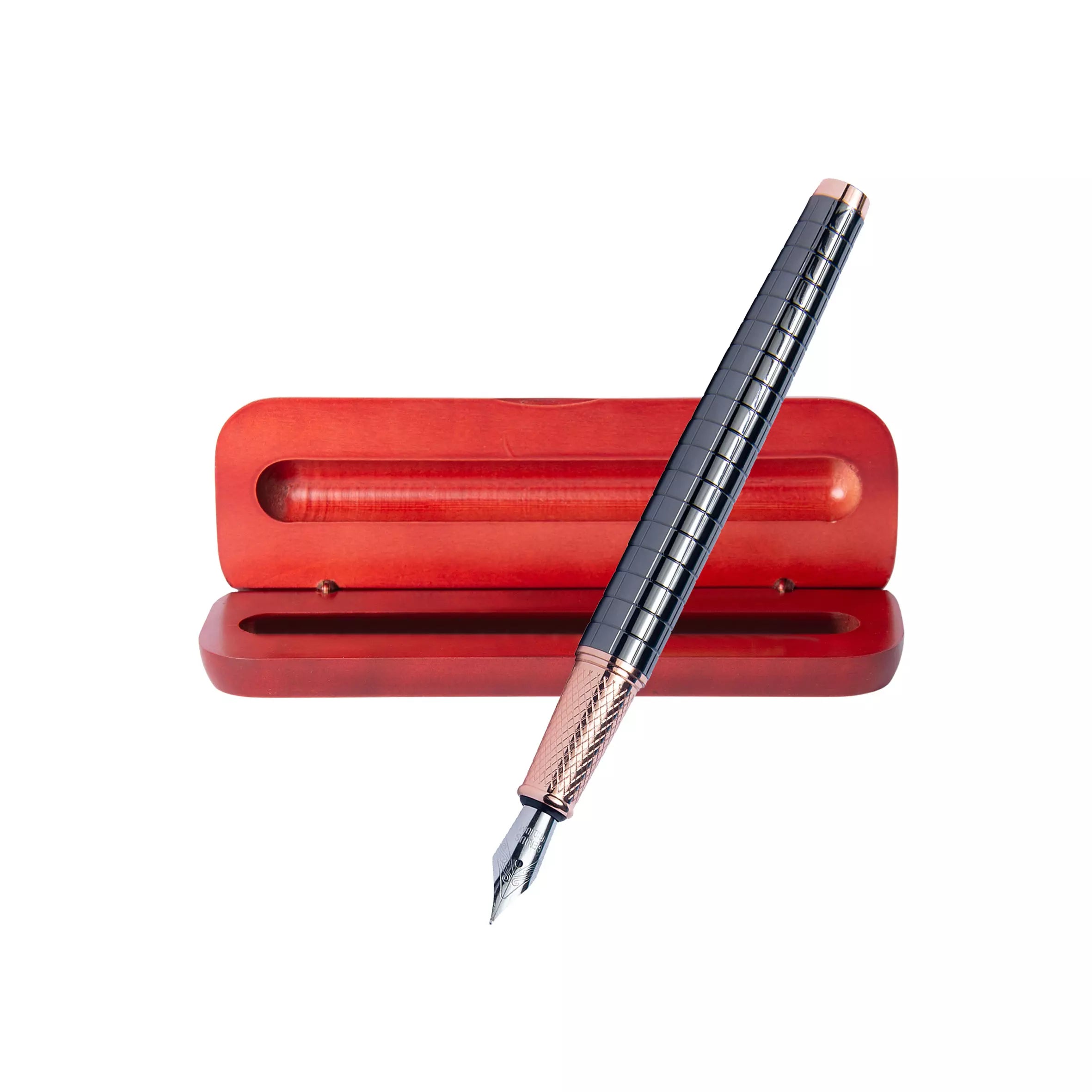 Pluma Estilográfica Modelo New Evolution Cobre + Caja de Madera + Grabado Personalizado