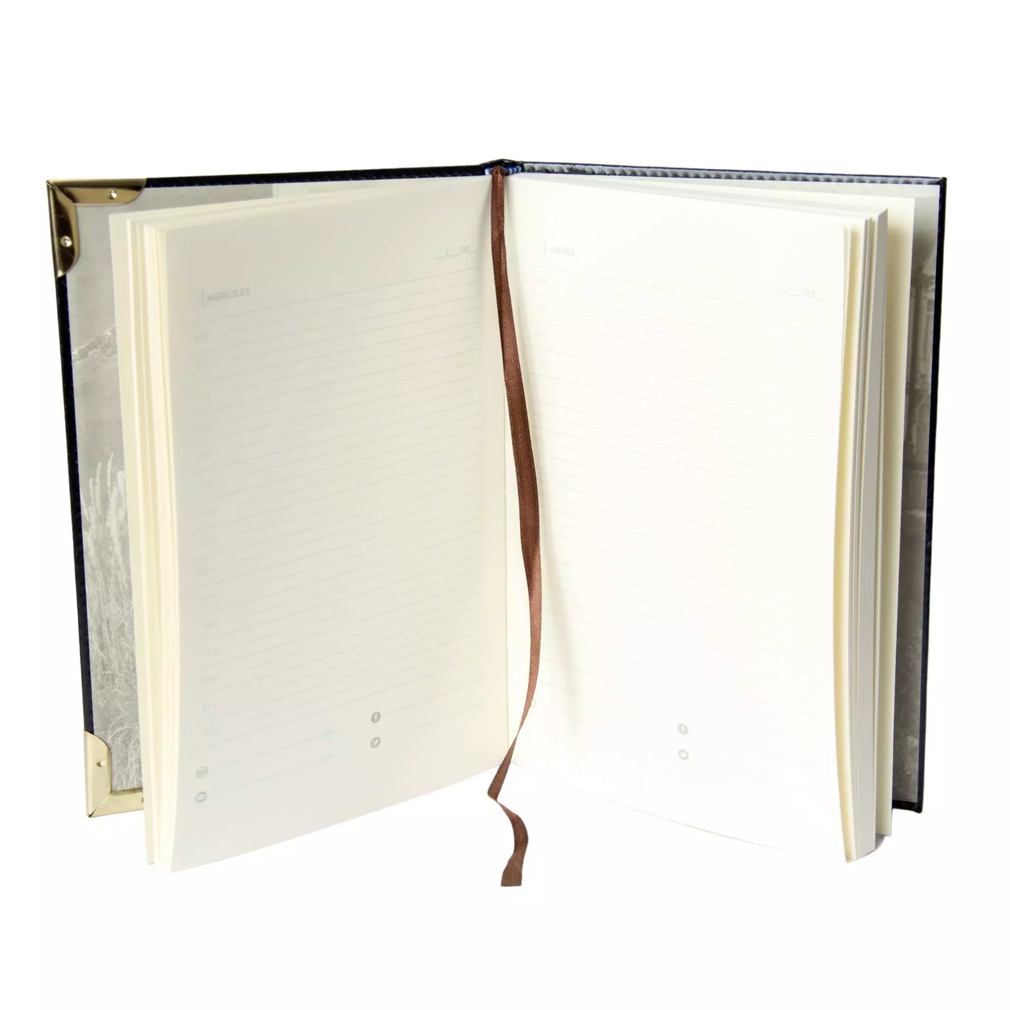 Set Agenda Eco Cuero Puntas Metalicas + Boligrafo Modelo Retro GT + Grabado Personalizado