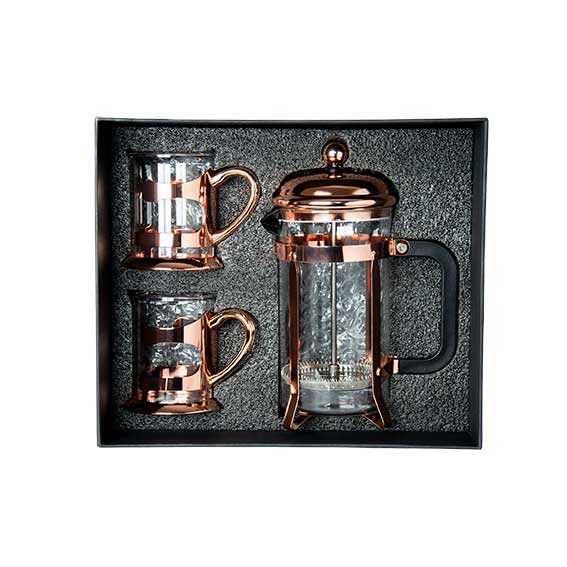 Set Cafetera Francesa Cobre + 2 Tazas | CYBER DAY