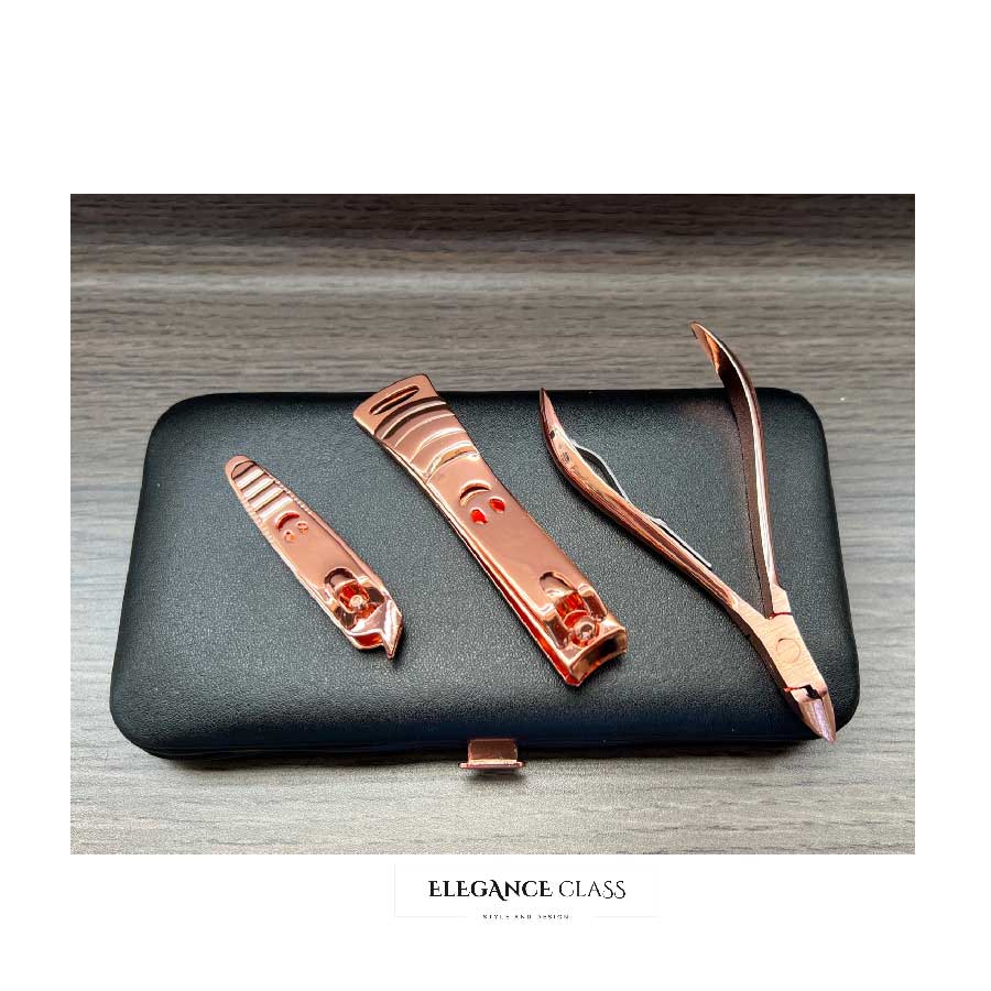 Set Manicure Eco Cuero Black Cobre (12 Piezas)