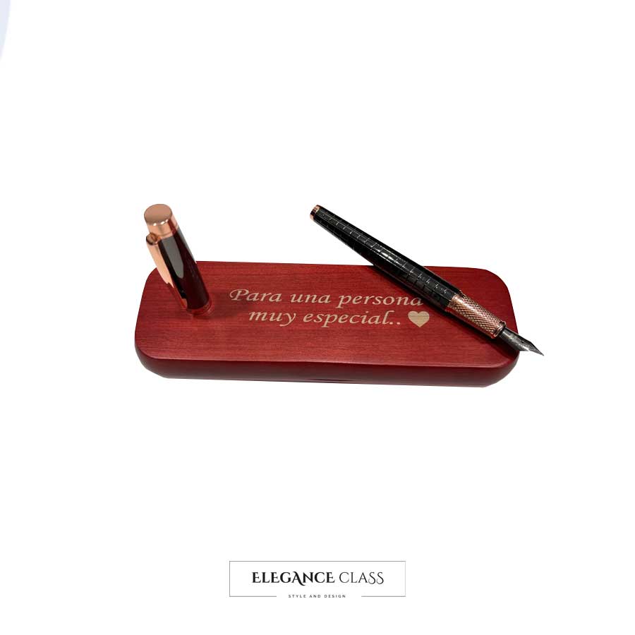 Pluma Estilográfica Modelo New Evolution Cobre + Caja de Madera + Grabado Personalizado