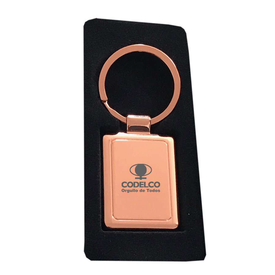 Llavero Rectangular Metálico Cobre + Grabado Personalizado