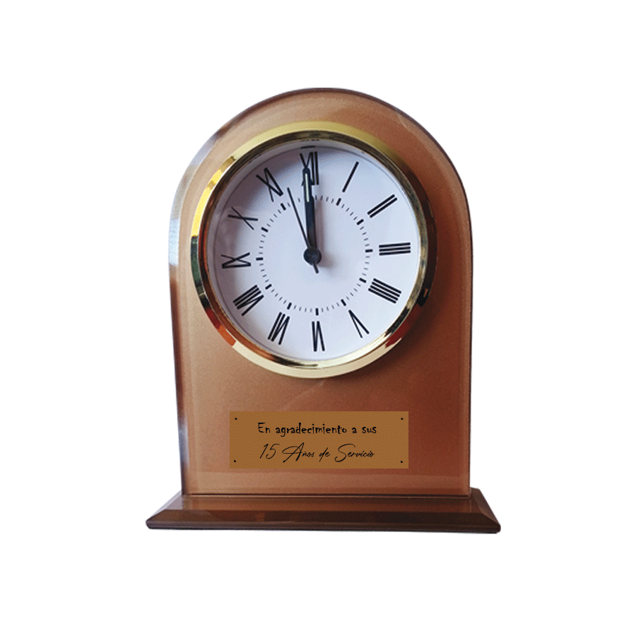 Reloj Vidrio Color Cobre + Grabado Personalizado