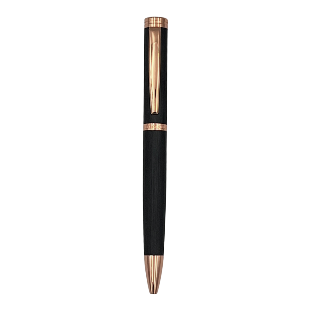 Set Regalo Agenda Eco Cuero Puntas Metálicas + Boligrafo Modelo New Allure Black &amp; Copper + Personalizado