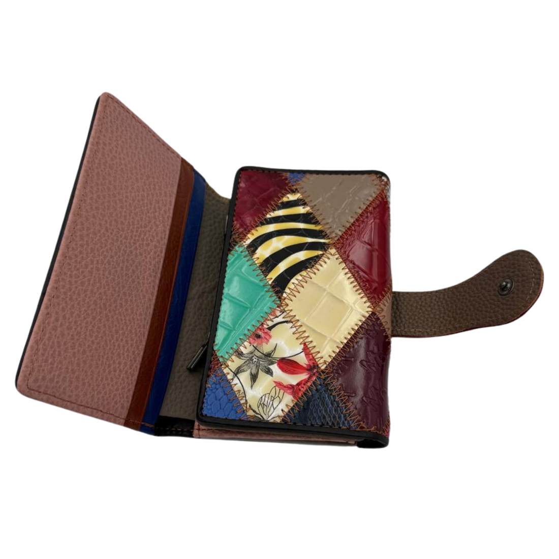 Billetera Mujer Trifold 100% Cuero Modelo Multicolor