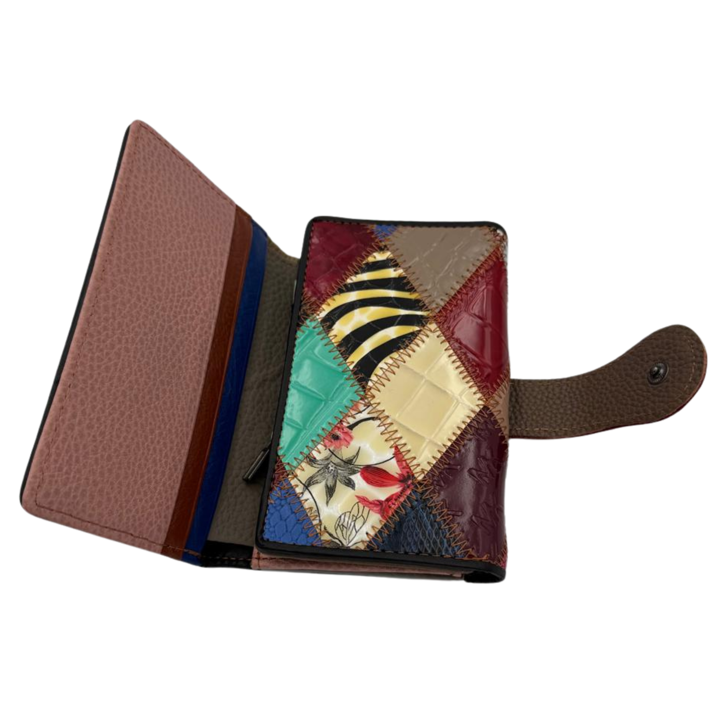 Billetera Mujer Trifold 100% Cuero Modelo Multicolor