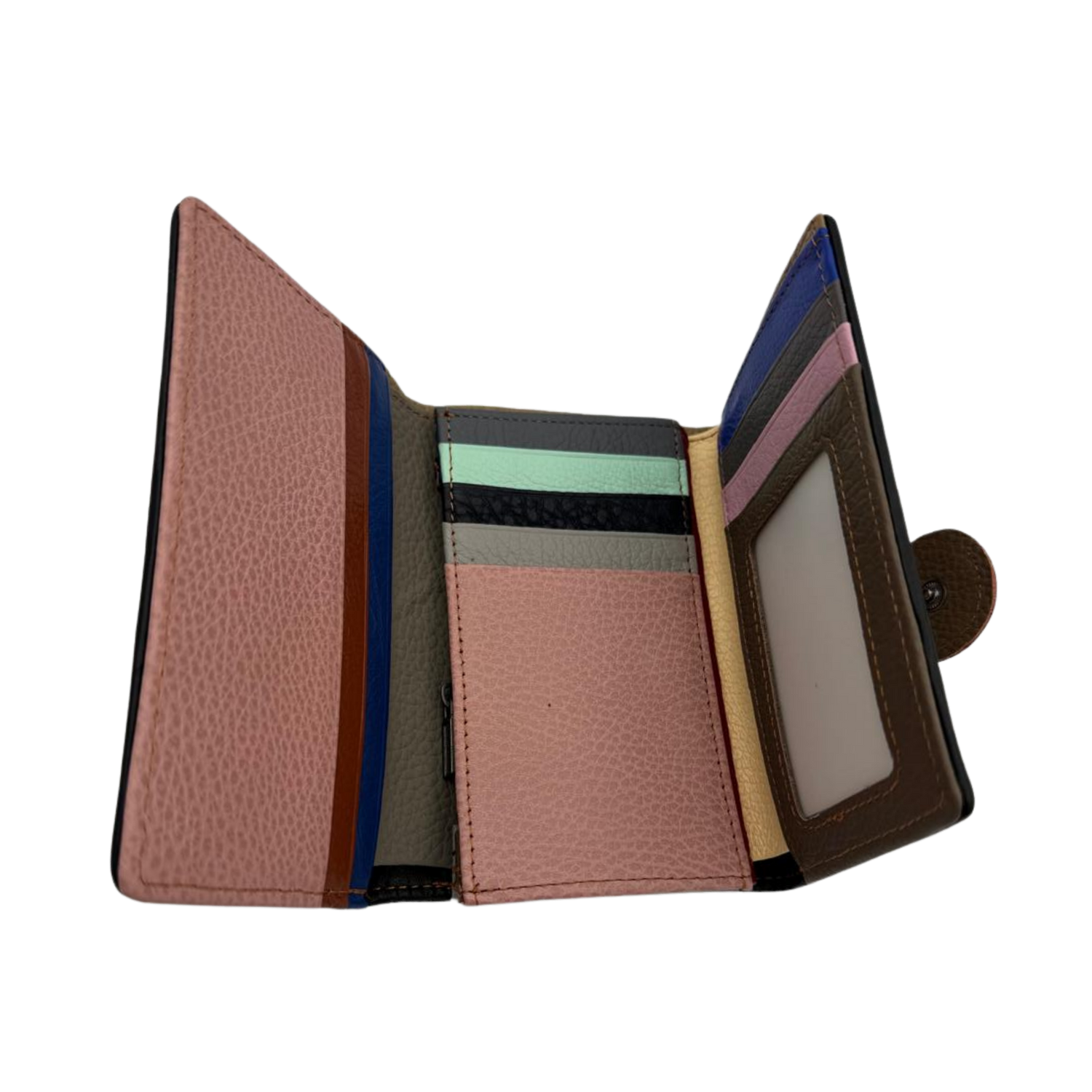 Billetera Mujer Trifold 100% Cuero Modelo Multicolor