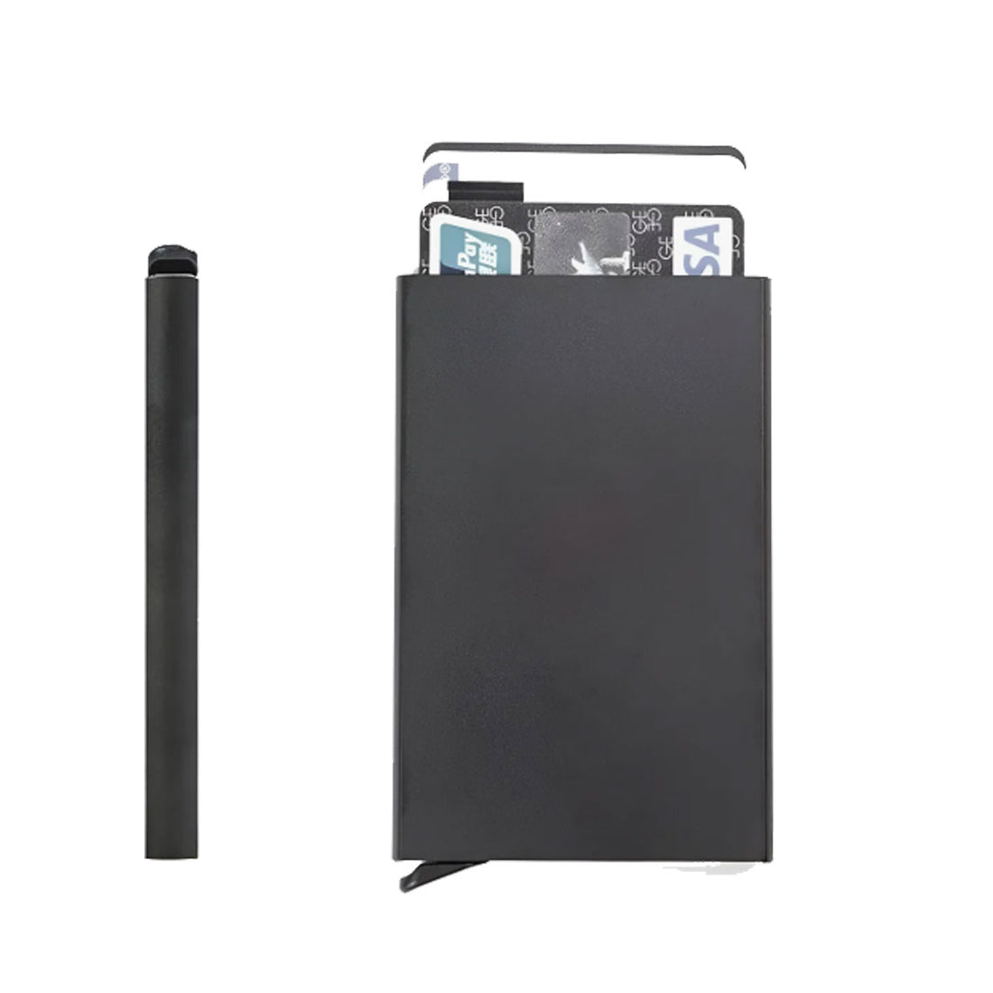 Tarjetero Anticlonación RDIF Metálico  Negro + Grabado Personalizado