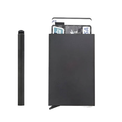 Tarjetero Anticlonación RDIF Metálico  Negro + Grabado Personalizado