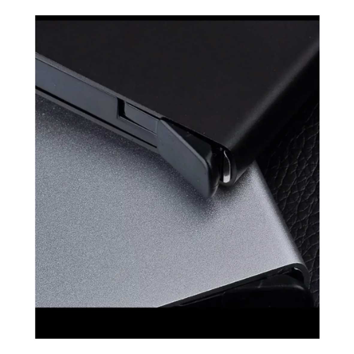 Tarjetero Anticlonación RDIF Metálico  Negro + Grabado Personalizado