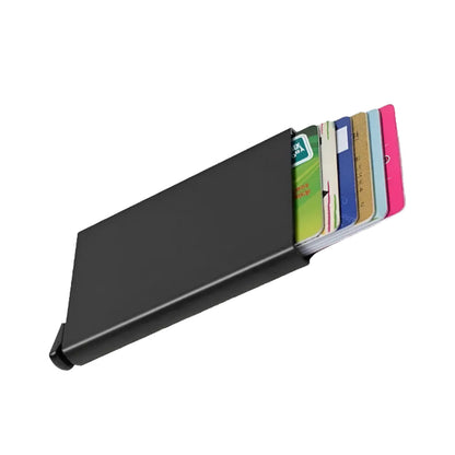 Tarjetero Anticlonación RDIF Metálico  Negro + Grabado Personalizado