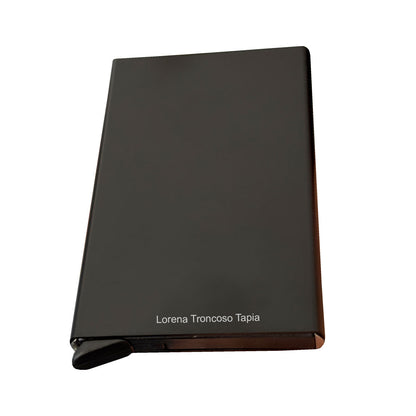 Tarjetero Anticlonaje Negro + Grabado Personalizado