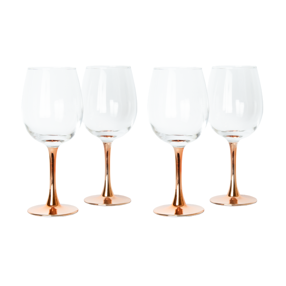 Set 4 Copas de Vino Cobre 450 ml + Grabado Personalizado