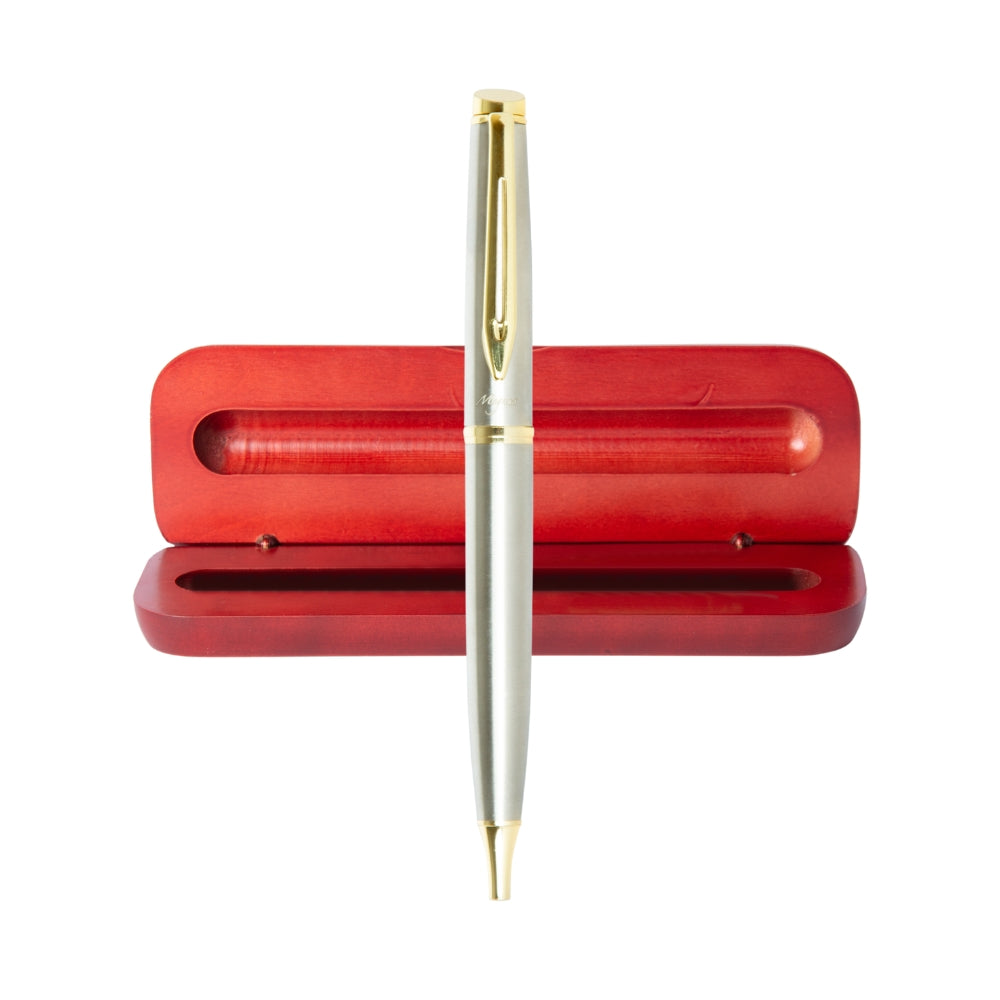 Boligrafo Magnus Modelo Luminous Steel &amp; Gold + Caja Madera + Grabado Personalizado | CYBER DAY