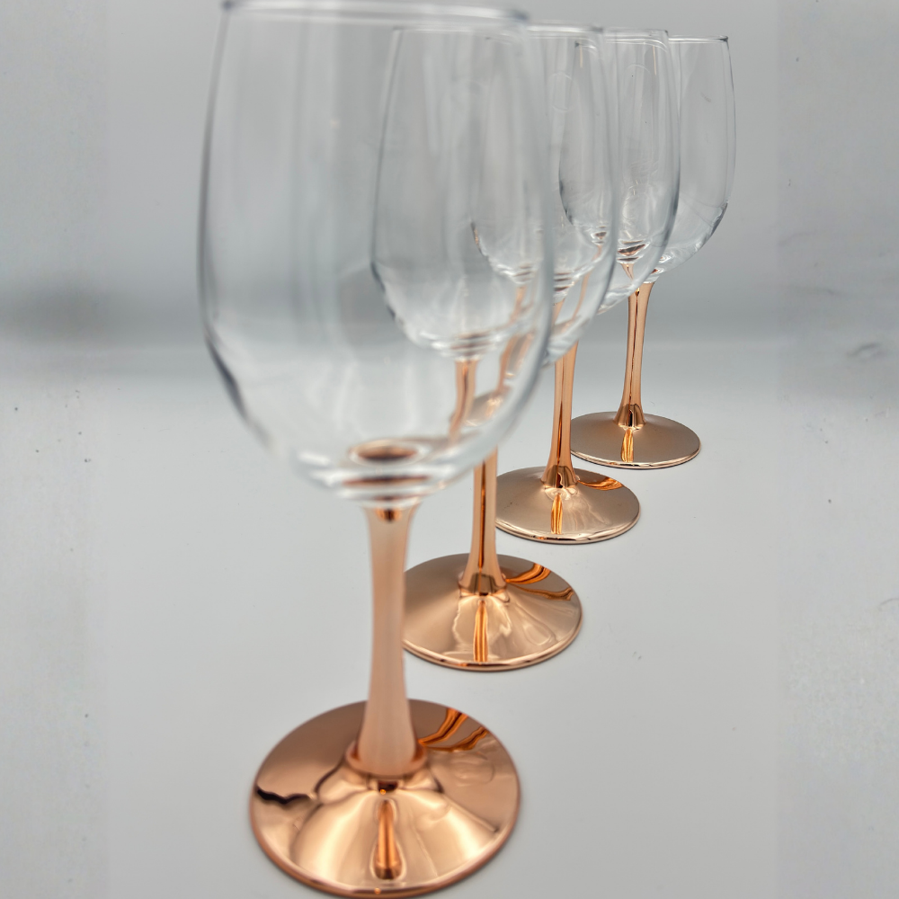 Set 4 Copas de Vino Cobre 450 ml + Grabado Personalizado