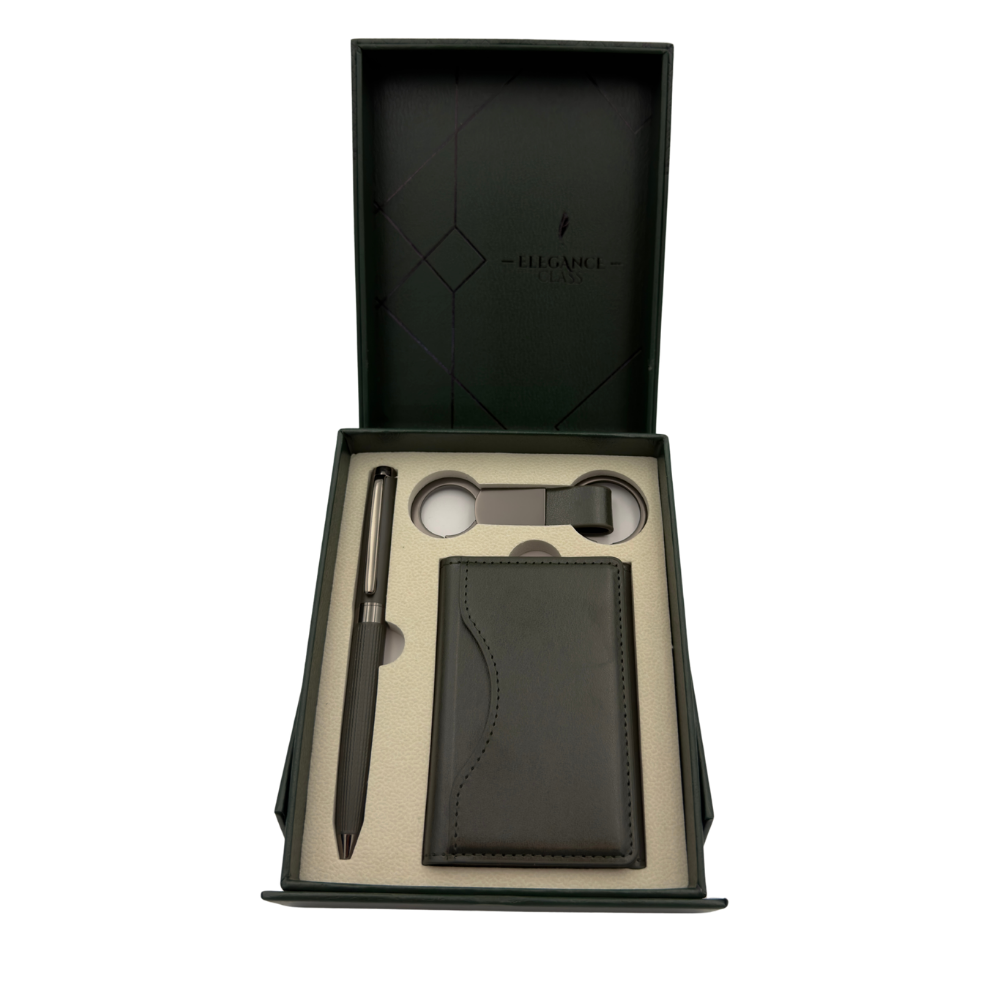 Set Caja Regalo Boligrafo Personalizado + Llavero + Porta Documentos Green Edition