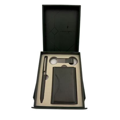 Set Caja Regalo Boligrafo Personalizado + Llavero + Porta Documentos Green Edition