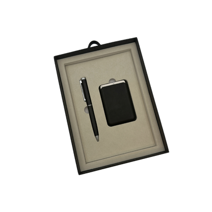 Set Caja Regalo Agenda + Boligrafo Personalizado + Porta Documentos Black Edition