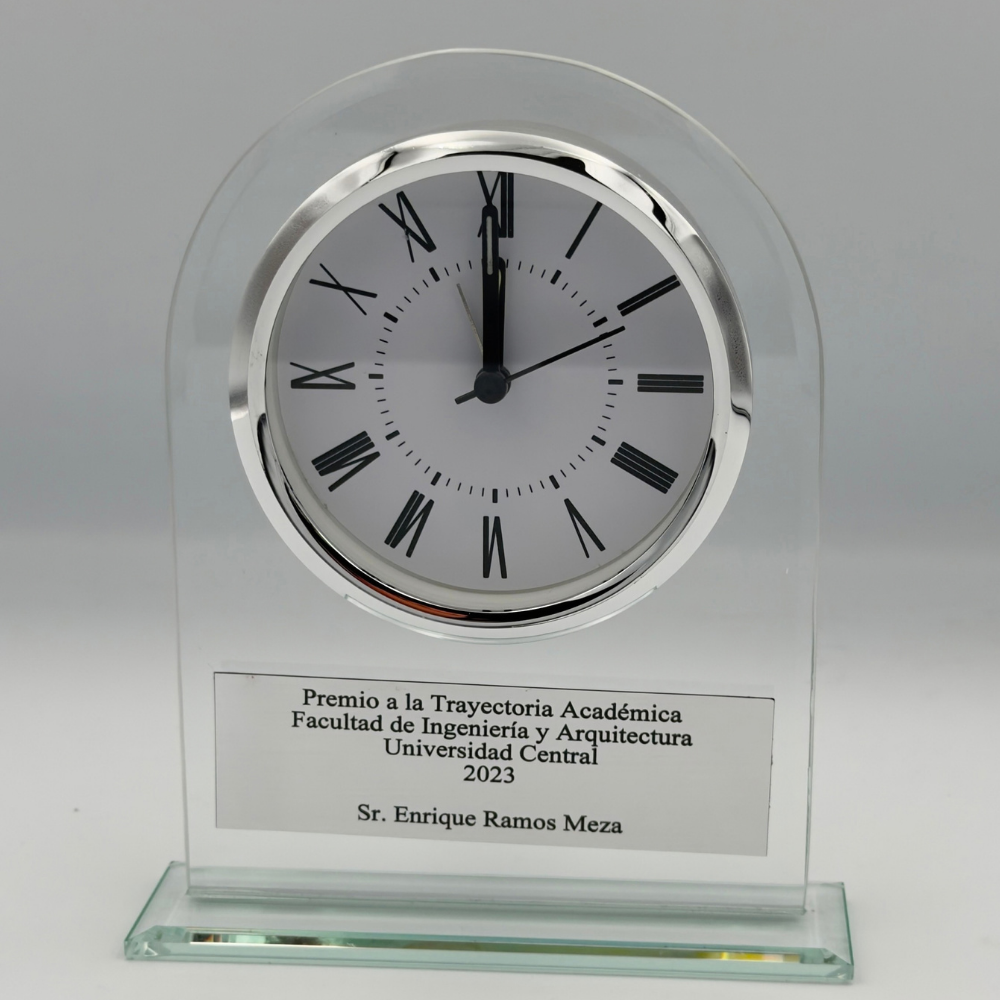 Reloj Escritorio Modelo Air Glass + Grabado Personalizado