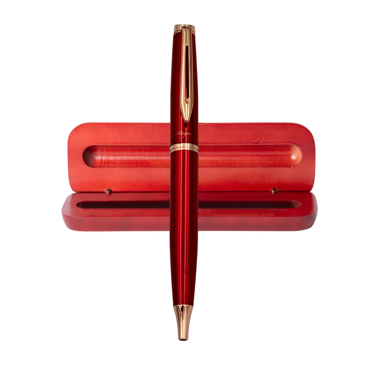Boligrafo Magnus Modelo Luminous Red &amp; Copper + Caja de Madera + Grabado Personalizado