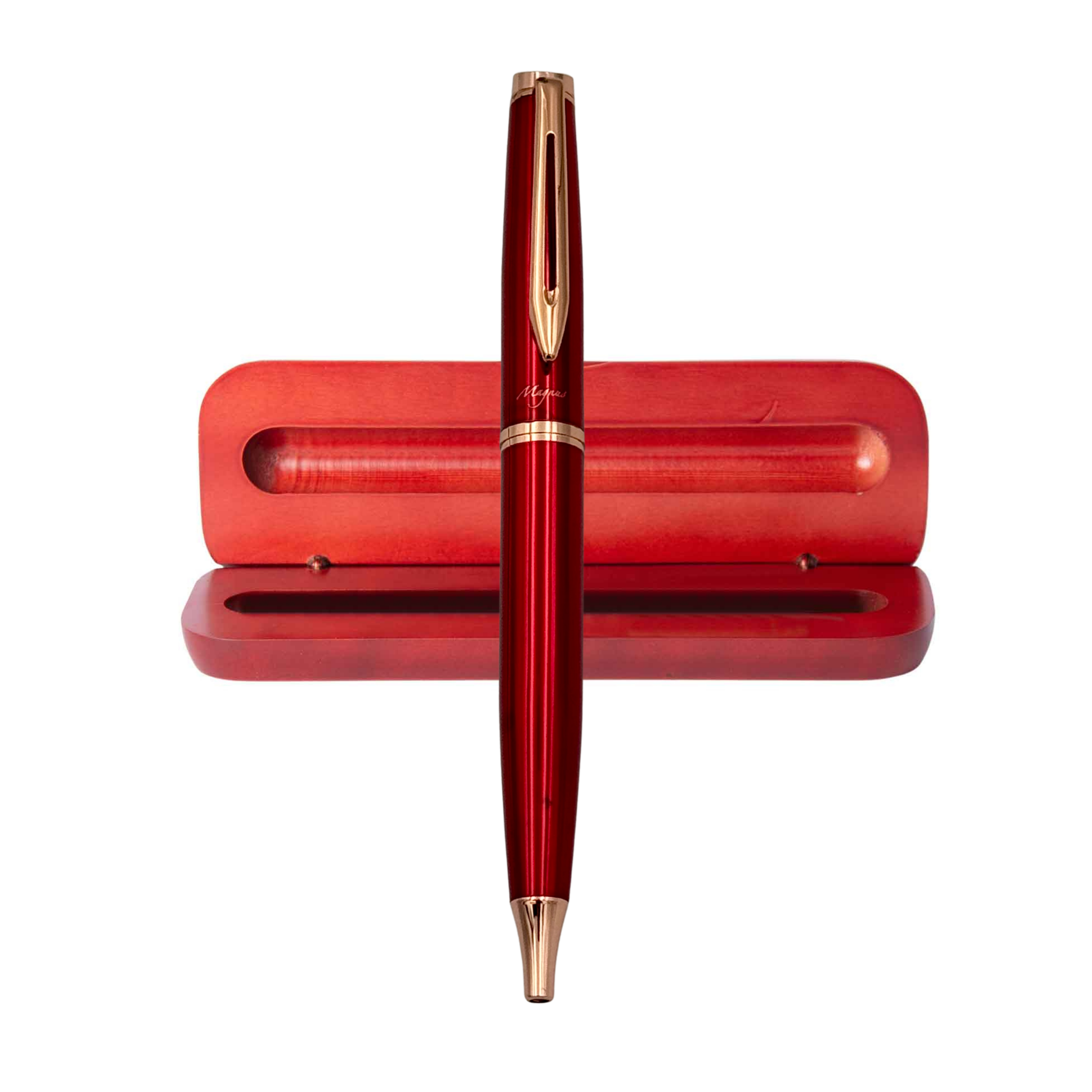 Boligrafo Magnus Modelo Luminous Red &amp; Copper + Caja de Madera + Grabado Personalizado