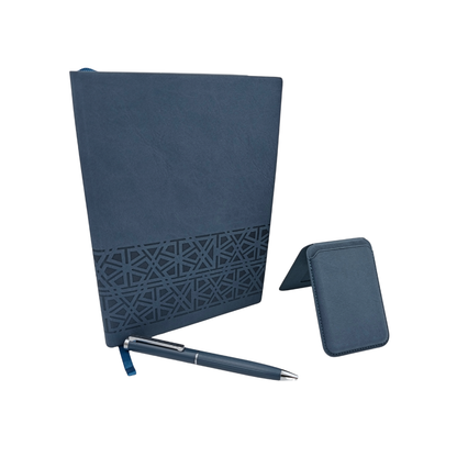 Set Caja Regalo Agenda + Boligrafo Personalizado + Porta Documentos Blue Edition
