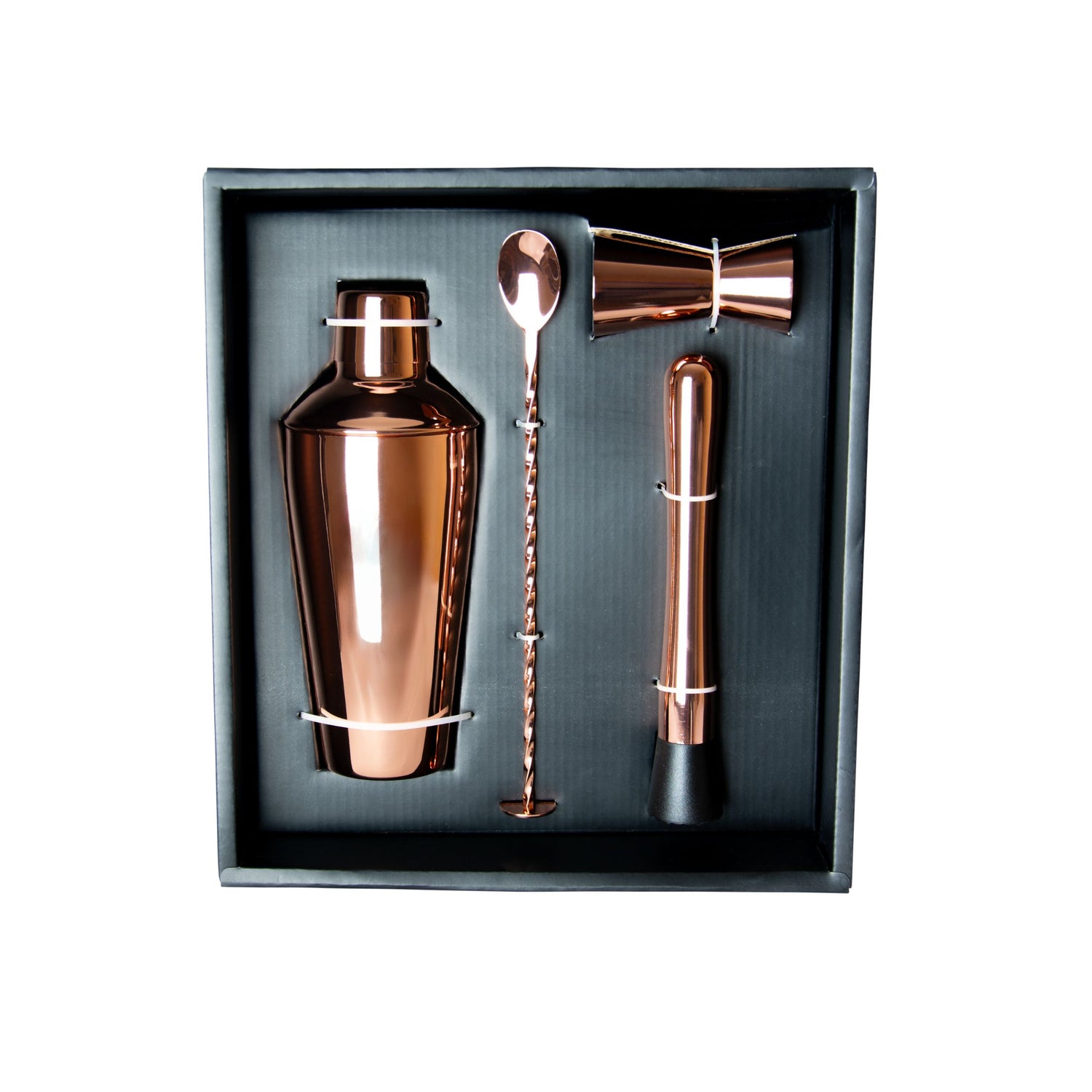 Set de Coctelería Profesional Cobres – 4 Piezas + Grabado Personalizado