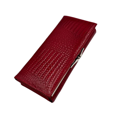 Billetera Mujer 100% Cuero Modelo Napoles Carmesí