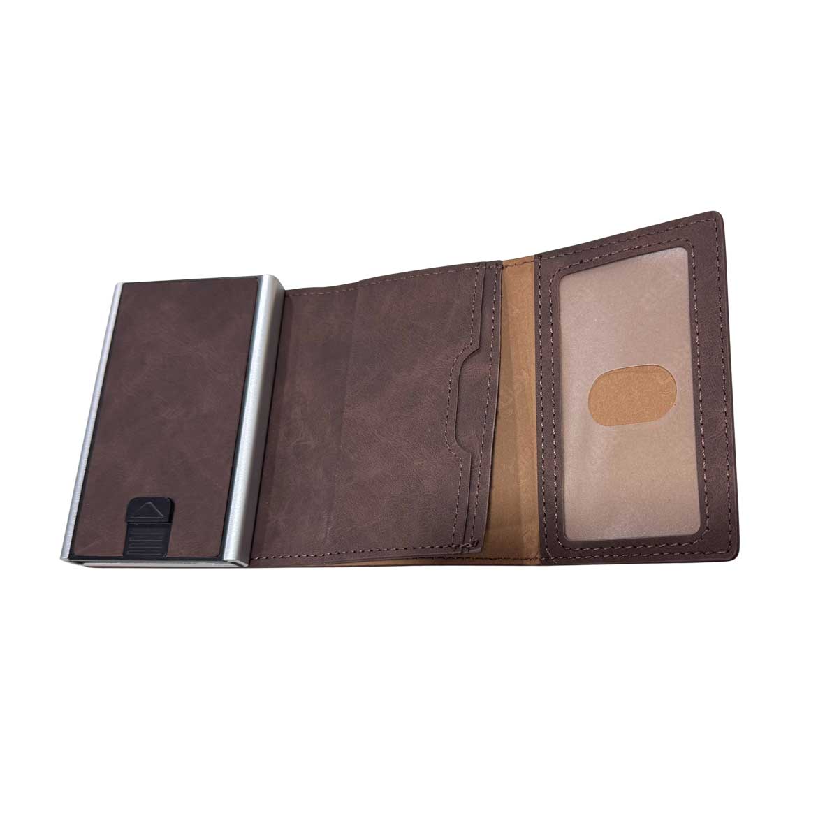 Billetera Anticlonaje Modelo Oxford Brown | Cuero Vegano + Grabado Personalizado