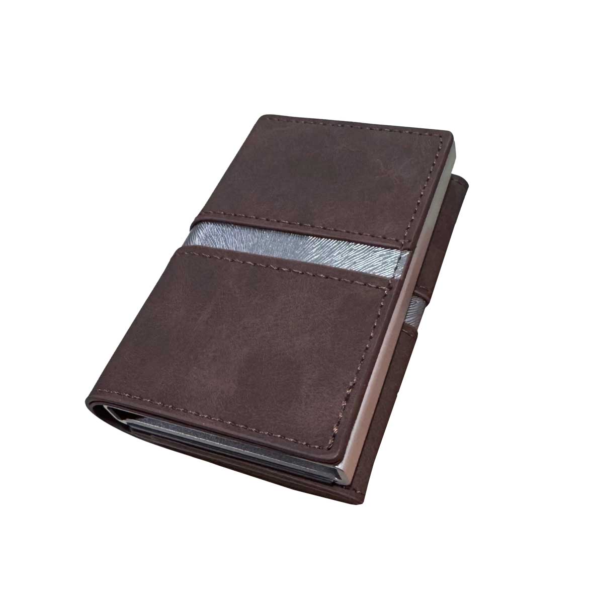 Billetera Anticlonaje Modelo Oxford Brown | Cuero Vegano + Grabado Personalizado