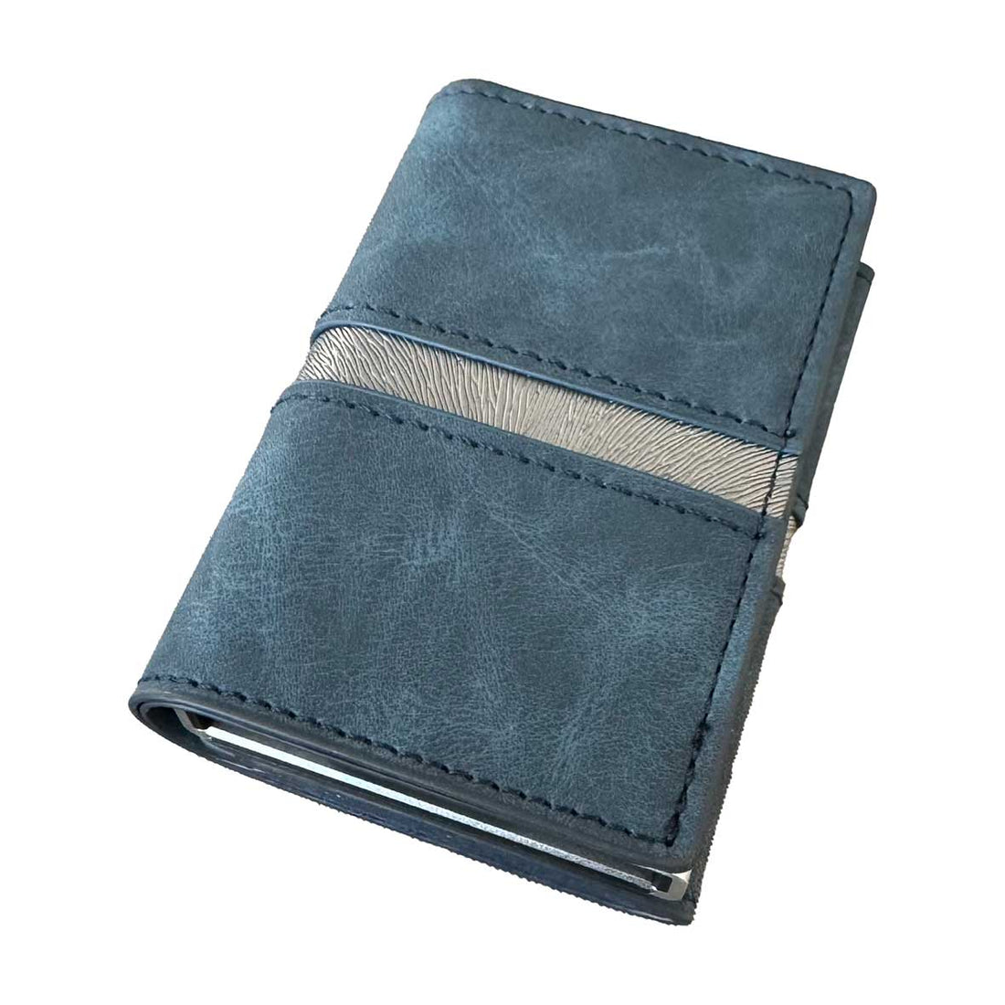 Billetera Anticlonaje Modelo Oxford Blue | Cuero Vegano + Grabado Personalizado