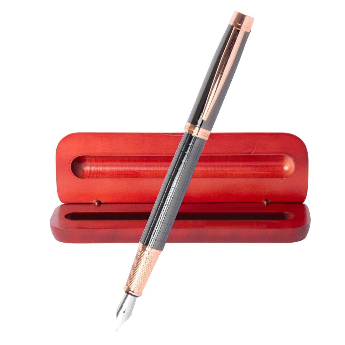Pluma Estilográfica Modelo New Evolution Cobre + Caja de Madera + Grabado Personalizado