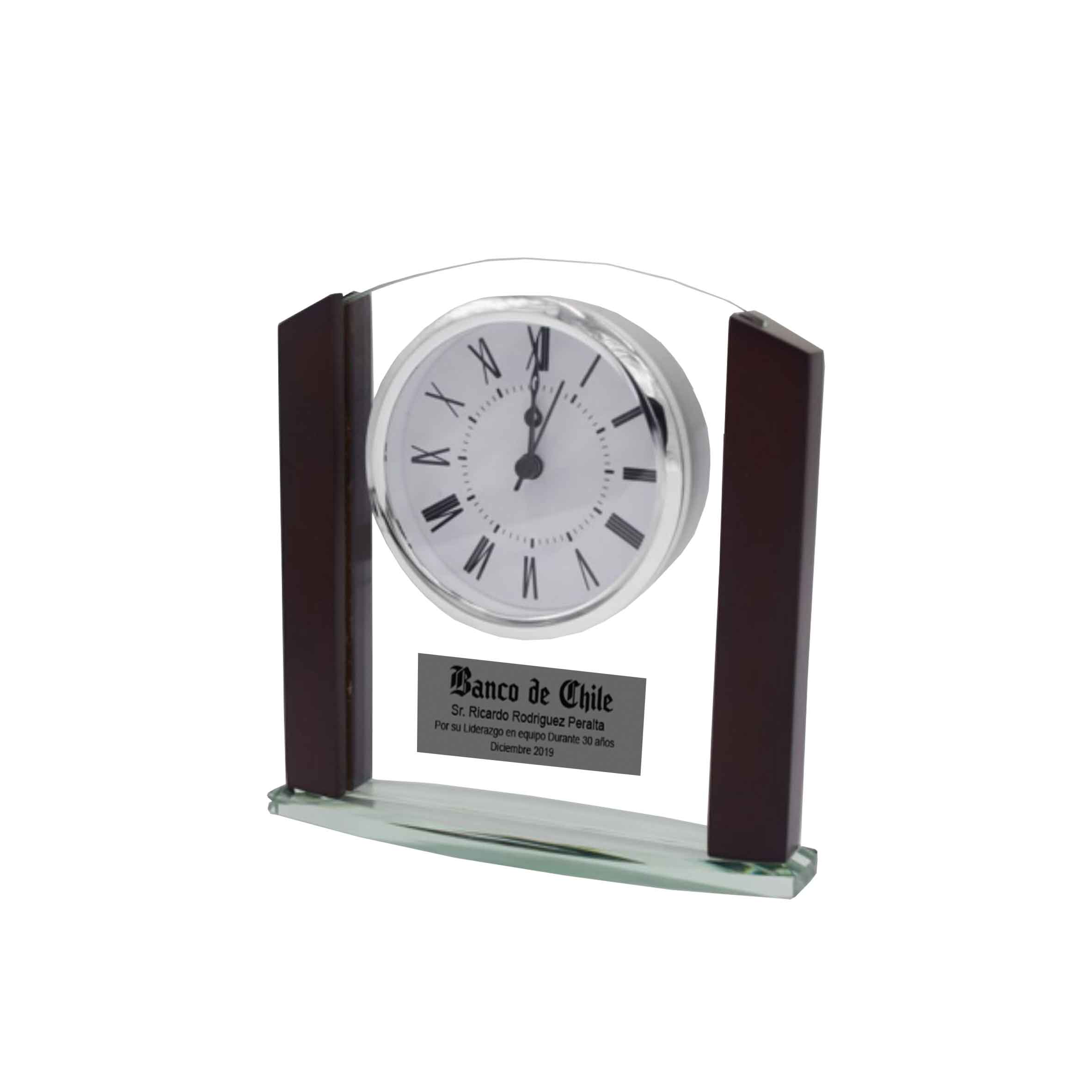 Reloj Madera Vidrio + Grabado Personalizado